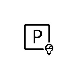 Paid parking sign outline icon. Clipart image isolated on white background
