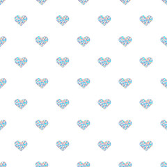 Fototapeta na wymiar seamless pastel glitter heart shape pattern on white background