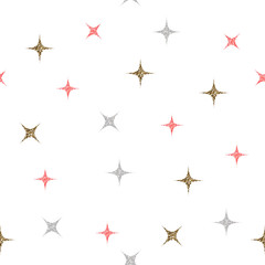 seamless confetti colorful star glitter pattern on white background