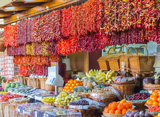 Fruit and vegetable stall in a market