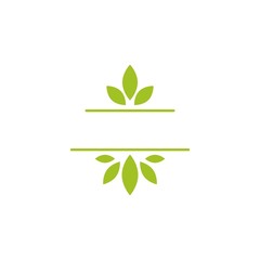 Obraz premium Text shape with green leaves. Text box. Floral frame on white background.