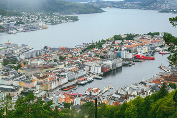 City view from Floyen mountain, Bergen, Norway