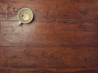 coffee cup, top view of the table