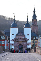 the gate at the end of the old bridge  in Heidelberg, Germany