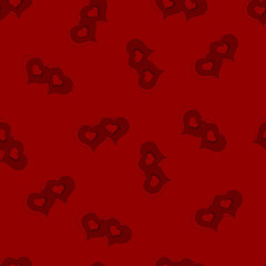 Seamless pattern with hearts on a red backdrop, vector illustration. Perfect for backgrounds of greeting cards and wedding invitations, birthday, Valentine's Day, Mother's Day.
