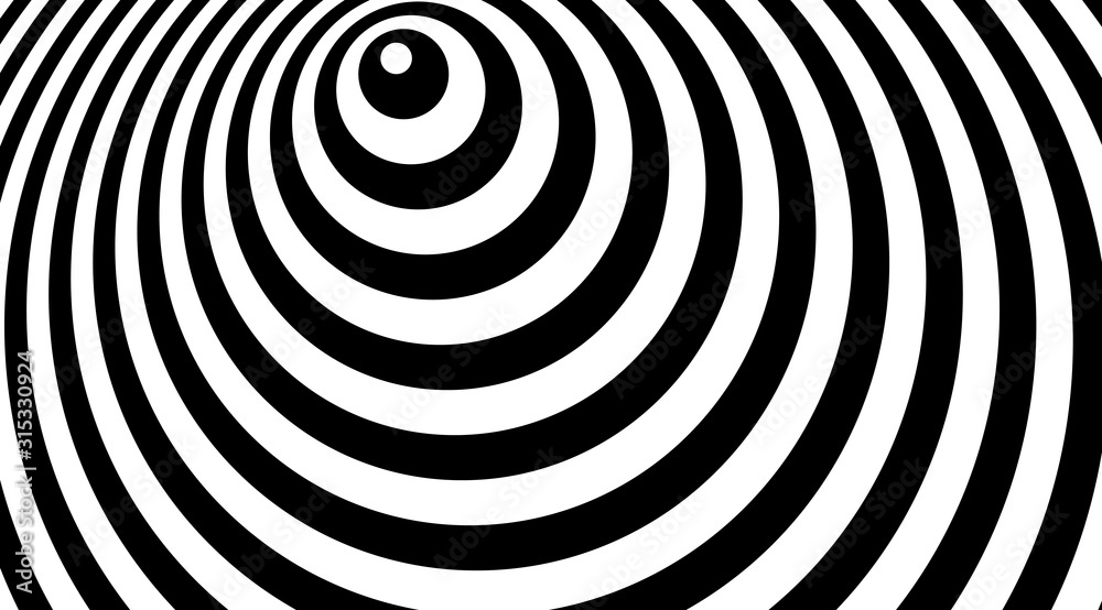 Aufkleber Stripped ringsabstract background. Linear circles optical illusion backdrop vector design.