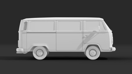 Mini bus template for car branding and advertising. 3D illustration. 
