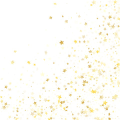 Flying gold star sparkle vector with white background.
