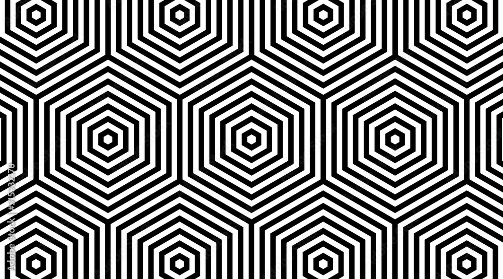 Poster Hexagonal striped geometric pattern background vector design.