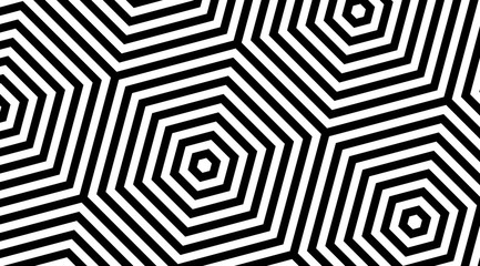 Hexagonal striped geometric pattern background vector design.
