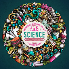 Science hand drawn vector doodles illustration. Poster design.