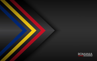 Modern vector colorful arrows with Romanian colors and grey free space for your text, abstract widescreen background, Made in Romania
