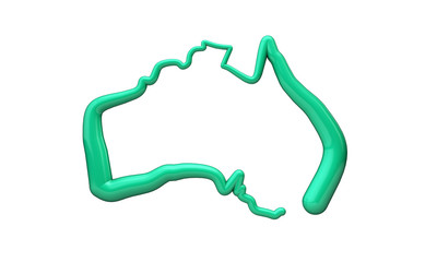 Australia outline map. 3D Rendering