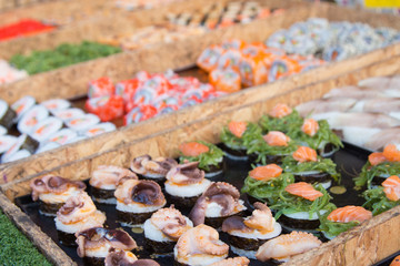 Japanese cuisine. Sushi background