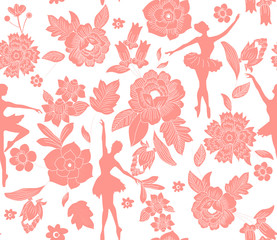 ballerina  and red flower pattern © Ezgi