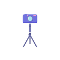camera tripod colorful flat icon on white background
