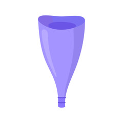 Blue menstrual Cup for Feminine Period, zero waste and Plastic-free concept stock vector illustration isolated on transparent background. Eco-friendly, washable menstrual cup. Sustainable lifestyle