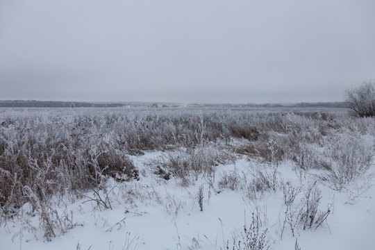 Beautiful winter landscape in russian province