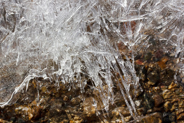 Ice. The frozen water. Winter background.