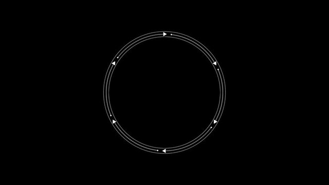 PNG Alpha.Arrows circle HUD looping 10 sec.Technological fururistic HUD template.User Interface Loading arrow around the circle.Circle logo template.HUD around logo. Type 2