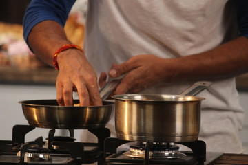 Man cooking food