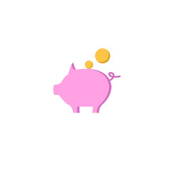 Piggy bank flat style element illustration. cartoon design on white background