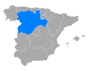 Fototapeta premium Karte von Kastilien und Leon in Spanien