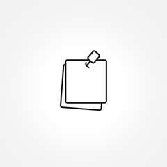 note paper with pushbutton icon on white background
