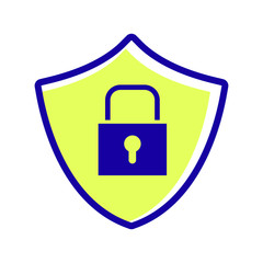 Shield padlock, secure icon vector