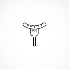 Sausage on fork vector icon on white background