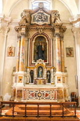 Fototapeta na wymiar Lonigo, Italy. Interiors of catholic church (Chiesa Vecchia) in Lonigo.