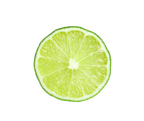 Cut fresh ripe lime isolated on white