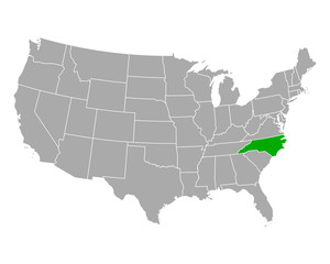 Fototapeta na wymiar Karte von North Carolina in USA