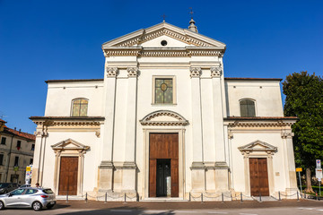 Fototapeta na wymiar Lonigo, Italy. View of catholic church (Chiesa Vecchia) in Lonigo.