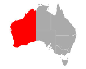 Fototapeta premium Karte von Western Australia in Australien