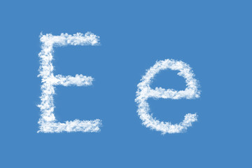 Naklejka premium Letter E from real clouds shapes. Cloud alphabet.
