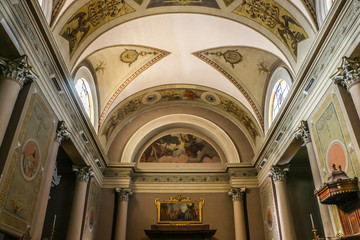 Monteforte d'Alpone, Italy. Interiors of catholic church (Chiesa Parrocchiale di Monteforte d'Alpone).