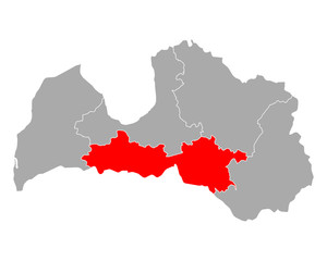 Obraz premium Karte von Zemgale in Lettland