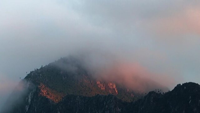 Clouds around the mountain top, mountains in Pha Daeng National Park - Chiang Dao National Park, Chiang Mai province, Thailand
