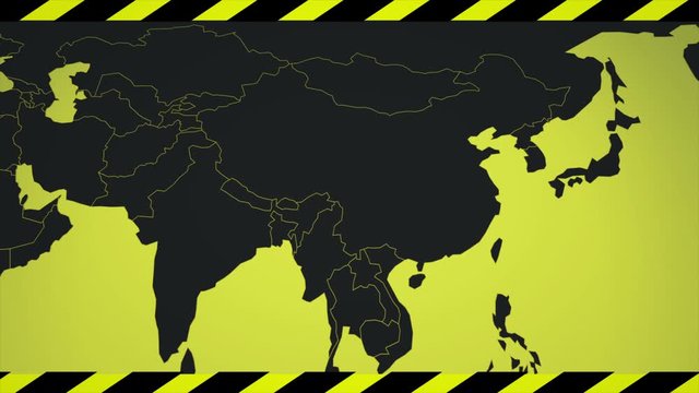 China virus infection map. Polluted ecology, threat of chemical attack. Unknown virus infection