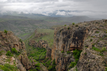 Fototapeta na wymiar View at Arpa River Valley and Arpi village. Vayots Dzor Region, Armenia.
