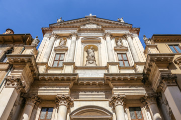 Fototapeta na wymiar Vicenza, Italy. Beautiful facade of catholic church (Chiesa di San Gaetano) in Vicenza.