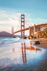 Photo sur Plexiglas Plage de Baker, San Francisco Golden Gate Bridge at sunset, San Francisco, California, USA