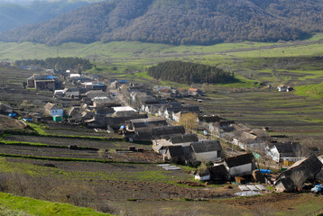 Fototapeta na wymiar Molocani Fioletovo village (founded in the middle of 19th century by russian molocans). Lori Region, Armenia.