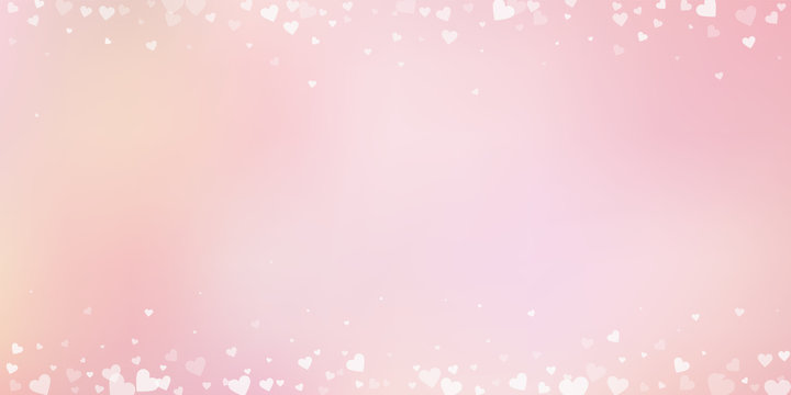 White Heart Love Confettis. Valentine's Day Border