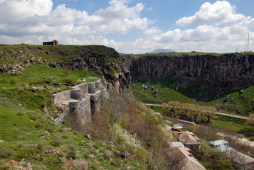 Ruins of medieval fortress. Bjni village, Kotayk Region, Armenia.