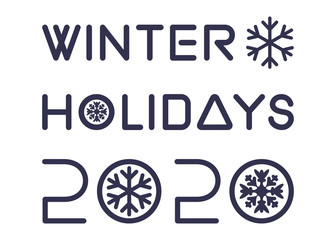 Winter Holidays 2020. Stylish blue text on white
