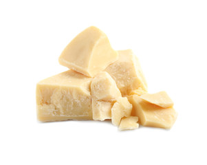 Aromatic organic cocoa butter isolated on white