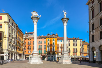Vicenza, Italy. View of Piazza dei Signori in sunny day.
