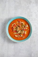 Dried red pork coconut curry, Thai cuisine.